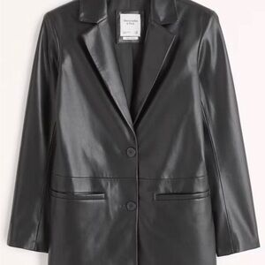 Abercrombie & Fitch Vegan Leather Black Blazer Jacket